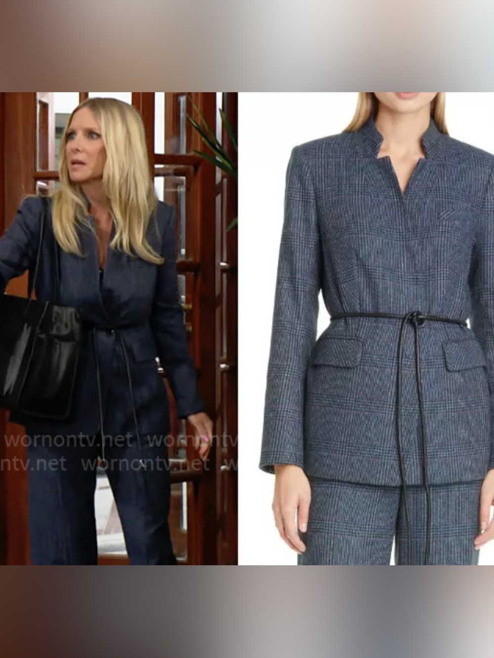 Veronica Beard Wilshire Houndstooth Wool blend Dickey Jacket in Blue Multi